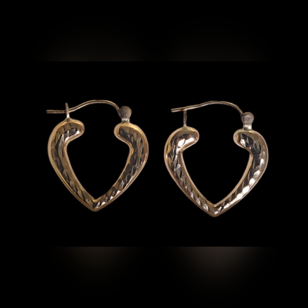 14k Yellow Gold Heart Shaped Earrings